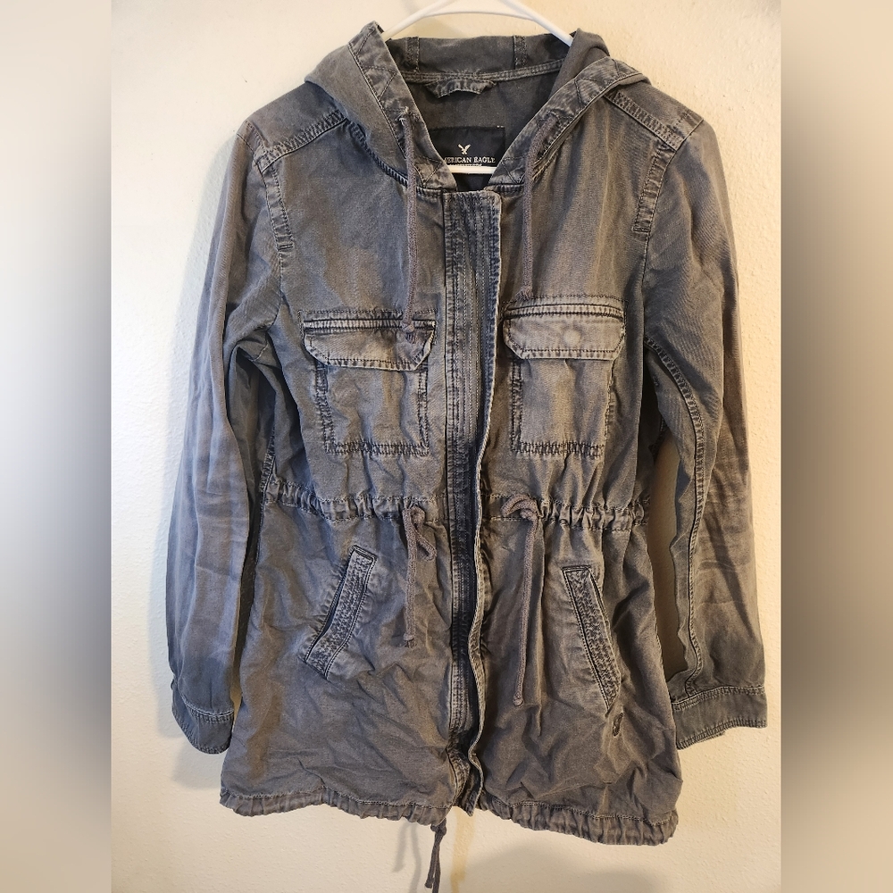 American Eagle Outfitters women's size medium distressed black coat.